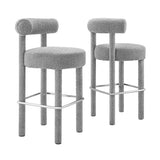 Toulouse Boucle Fabric Bar Stool Set of 2 by Lefancy