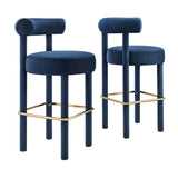 Toulouse Performance Velvet Bar Stool Set of 2 by Lefancy