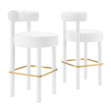 Toulouse Performance Velvet Bar Stool Set of 2 by Lefancy