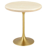 Lippa 20" Round Artificial TravertineSide Table by Lefancy