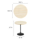 Lippa 20" Round Artificial TravertineSide Table by Lefancy