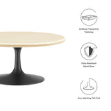 Lippa 36” Round Artificial TravertineCoffee Table by Lefancy