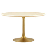 Lippa 48" Round Artificial TravertineDining Table by Lefancy