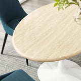 Lippa 60” Oval Artificial TravertineDining Table by Lefancy