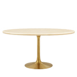 Lippa 60” Oval Artificial TravertineDining Table by Lefancy