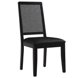 Arlo Vegan Leather Upholstered Faux Rattan and Wood Dining Side Chairs Set of 2 by Lefancy