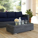 Summon Outdoor Patio Glass Top Coffee Table by Lefancy