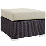 Convene Outdoor Patio Fabric Square Ottoman by Lefancy