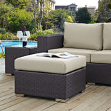 Convene Outdoor Patio Fabric Square Ottoman by Lefancy