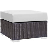 Convene Outdoor Patio Fabric Square Ottoman by Lefancy