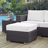 Convene Outdoor Patio Fabric Square Ottoman by Lefancy