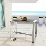 Shore Outdoor Patio Aluminum Rectangle Bar Table by Lefancy