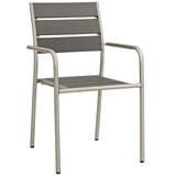 Shore Outdoor Patio Aluminum Dining Rounded Armchair by Lefancy