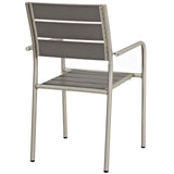 Shore Outdoor Patio Aluminum Dining Rounded Armchair by Lefancy