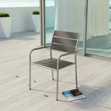 Shore Outdoor Patio Aluminum Dining Rounded Armchair by Lefancy