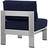 Shore Armless Outdoor Patio Aluminum Chair by Lefancy