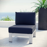 Shore Armless Outdoor Patio Aluminum Chair by Lefancy