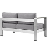 Shore Left-Arm Corner Sectional Outdoor Patio Aluminum Loveseat by Lefancy