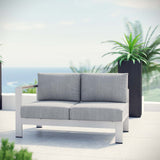 Shore Left-Arm Corner Sectional Outdoor Patio Aluminum Loveseat by Lefancy