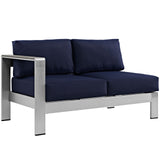 Shore Left-Arm Corner Sectional Outdoor Patio Aluminum Loveseat by Lefancy