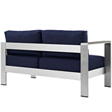 Shore Left-Arm Corner Sectional Outdoor Patio Aluminum Loveseat by Lefancy