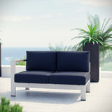 Shore Left-Arm Corner Sectional Outdoor Patio Aluminum Loveseat by Lefancy