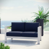 Shore Outdoor Patio Aluminum Loveseat by Lefancy