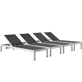 Shore Outdoor Patio Aluminum Chaise Set of 4 by Lefancy