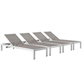 Shore Outdoor Patio Aluminum Chaise Set of 4 by Lefancy