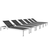 Shore Outdoor Patio Aluminum Chaise Set of 6 by Lefancy