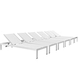 Shore Outdoor Patio Aluminum Chaise Set of 6 by Lefancy