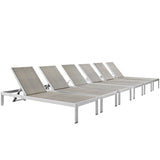 Shore Outdoor Patio Aluminum Chaise Set of 6 by Lefancy