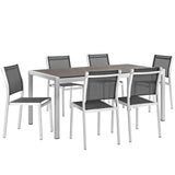 Shore 7 Piece Outdoor Patio Aluminum Dining Set by Lefancy