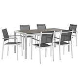 Shore 7 Piece Outdoor Patio Aluminum Dining Set by Lefancy