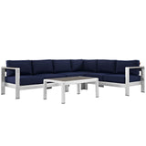 Shore 5 Piece Outdoor Patio Aluminum Sectional Sofa Set by Lefancy