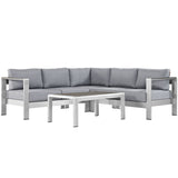 Shore 4 Piece Outdoor Patio Aluminum Sectional Sofa Set by Lefancy