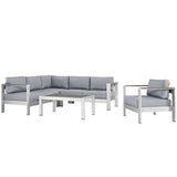 Shore 5 Piece Outdoor Patio Aluminum Sectional Sofa Set by Lefancy