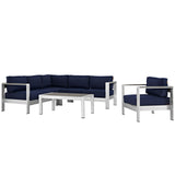 Shore 5 Piece Outdoor Patio Aluminum Sectional Sofa Set by Lefancy