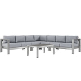 Shore 6 Piece Outdoor Patio Aluminum Sectional Sofa Set by Lefancy