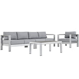 Shore 4 Piece Outdoor Patio Aluminum Sectional Sofa Set by Lefancy