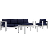 Shore 4 Piece Outdoor Patio Aluminum Sectional Sofa Set by Lefancy