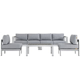 Shore 5 Piece Outdoor Patio Aluminum Sectional Sofa Set by Lefancy