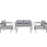 Shore 4 Piece Outdoor Patio Aluminum Sectional Sofa Set by Lefancy