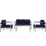 Shore 4 Piece Outdoor Patio Aluminum Sectional Sofa Set by Lefancy