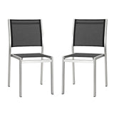 Shore Outdoor Patio Aluminum Side Chair Set of 2 by Lefancy