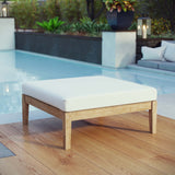 Bayport Outdoor Patio Teak Ottoman by Lefancy