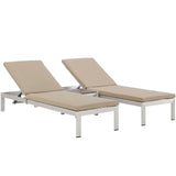 Shore 3 Piece Outdoor Patio Aluminum Chaise with Cushions by Lefancy