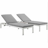 Shore 3 Piece Outdoor Patio Aluminum Chaise with Cushions by Lefancy