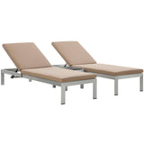 Shore 3 Piece Outdoor Patio Aluminum Chaise with Cushions by Lefancy