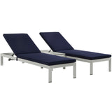 Shore 3 Piece Outdoor Patio Aluminum Chaise with Cushions by Lefancy